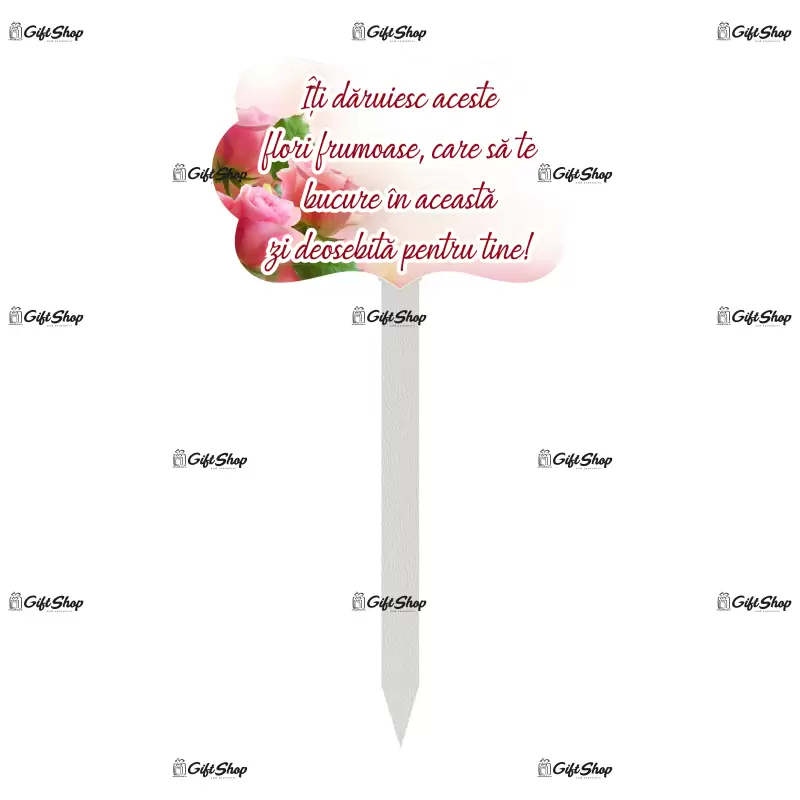 Iti daruiesc aceste flori frumoase, topper lemn, model